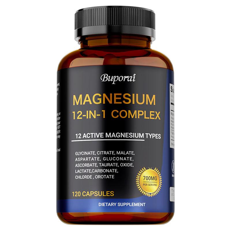 Magnesium capsules, containing magnesium glycine, magnesium citrate, and magnesium malate mixture, 700 mg, vegetarian, suitable for adults. 120*1
Magnesium capsules, containing magnesium glycine, magnesium citrate, and magnesium malate mixture, 700 mg, vegetarian, suitable for adults. 120*1