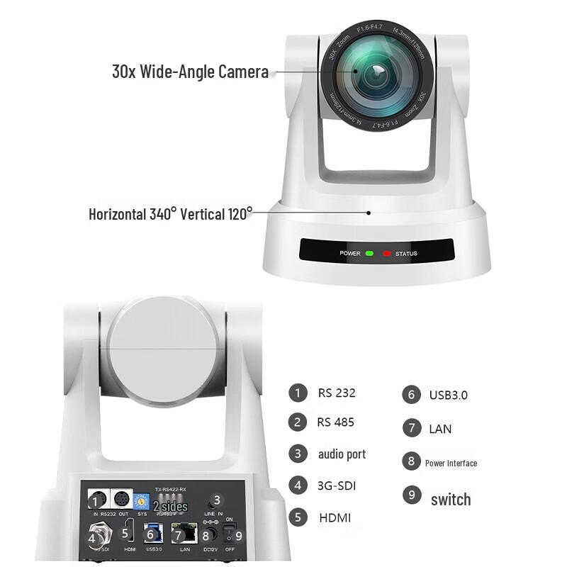 Runpu RP-HD680U-30 AI Tracking PTZ Video Conference Camera (CN version)
Runpu RP-HD680U-30 AI Tracking PTZ Video Conference Camera (CN version)