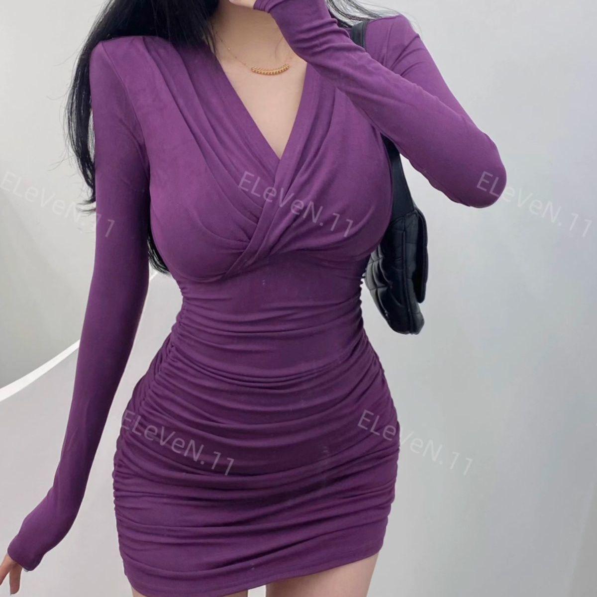 Mature Sister Style V-Neck Bodycon Long Sleeve Dress for Women - Autumn Winter S (85-95 cm)
Mature Sister Style V-Neck Bodycon Long Sleeve Dress for Women - Autumn Winter S (85-95 cm)