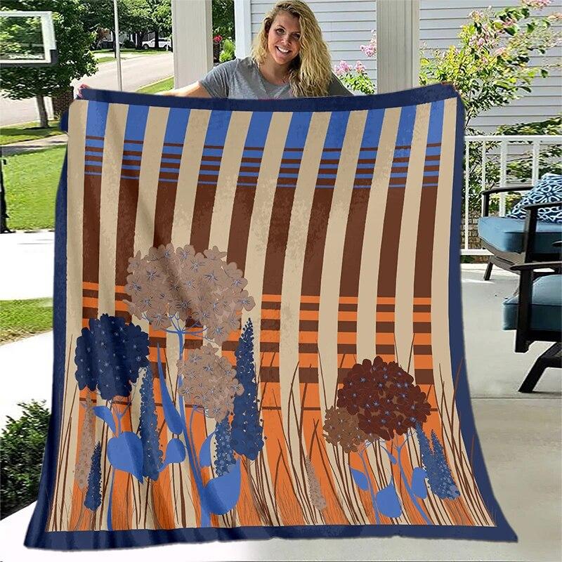 Фланелевое одеяло с принтом в стиле ретро, одеяло для дивана для девочек, мягкое тонкое одеяло, офисное одеяло, одеяла для кемпинга, пикника для детей 125x150cm 50x60inch