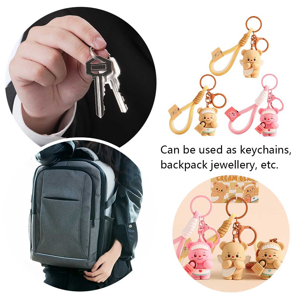 Cute Bear Keychain Car Keyring Cartoon Doll Keyring Key Chain Gift for Women Men