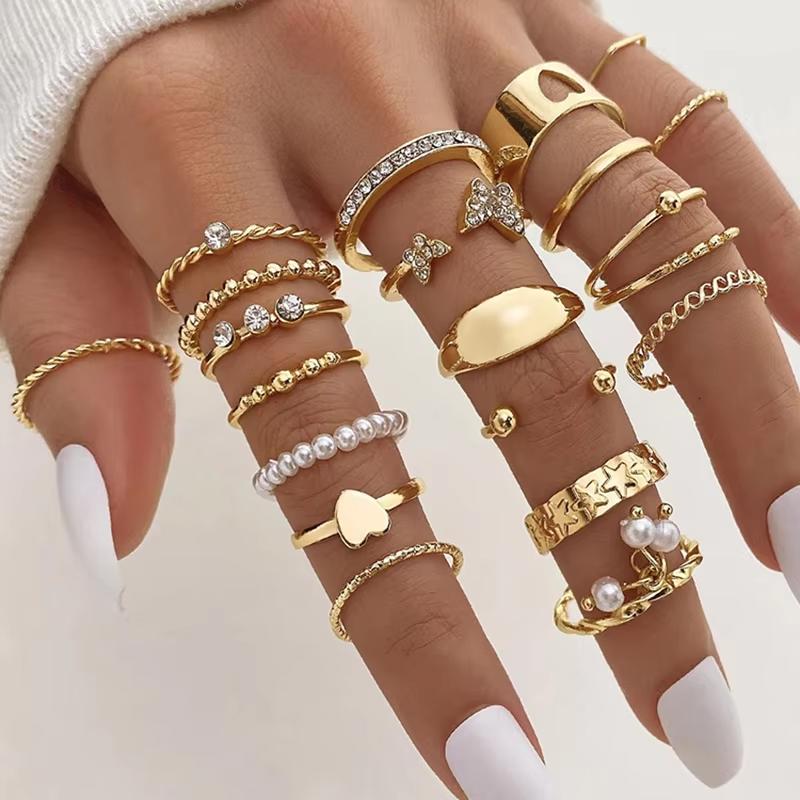 Vintage Elegant 66 Piece Fashion Ring Set Gold Color Pearl Geometric Rings Design for Women Daily Party Wear Jewelry Gifts 2026
Vintage Elegant 66 Piece Fashion Ring Set Gold Color Pearl Geometric Rings Design for Women Daily Party Wear Jewelry Gifts 2026