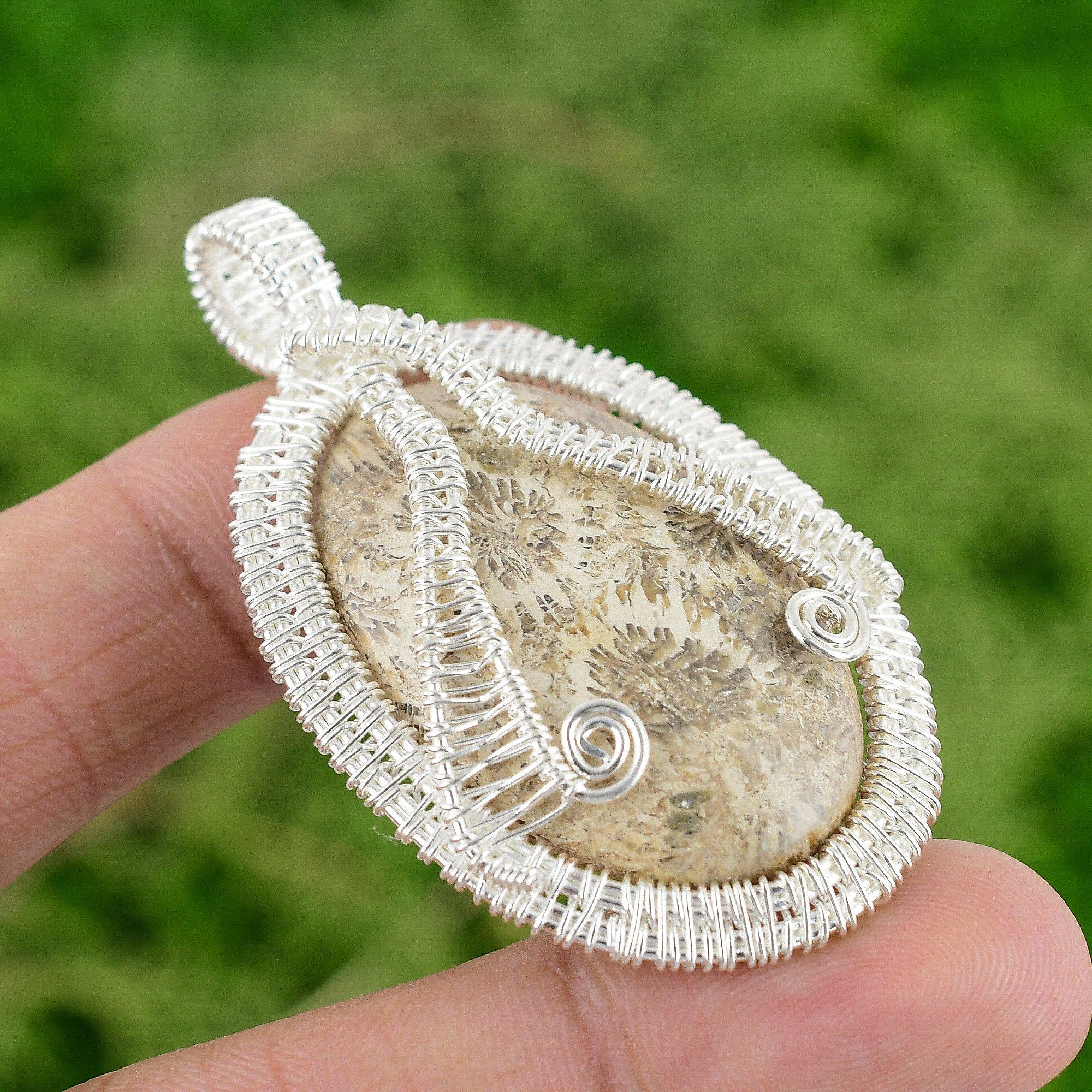 Daughters Day Sale 925 Silver Fossil Coral Gemstone Elegant Wire Wrapped Pendant
Daughters Day Sale 925 Silver Fossil Coral Gemstone Elegant Wire Wrapped Pendant