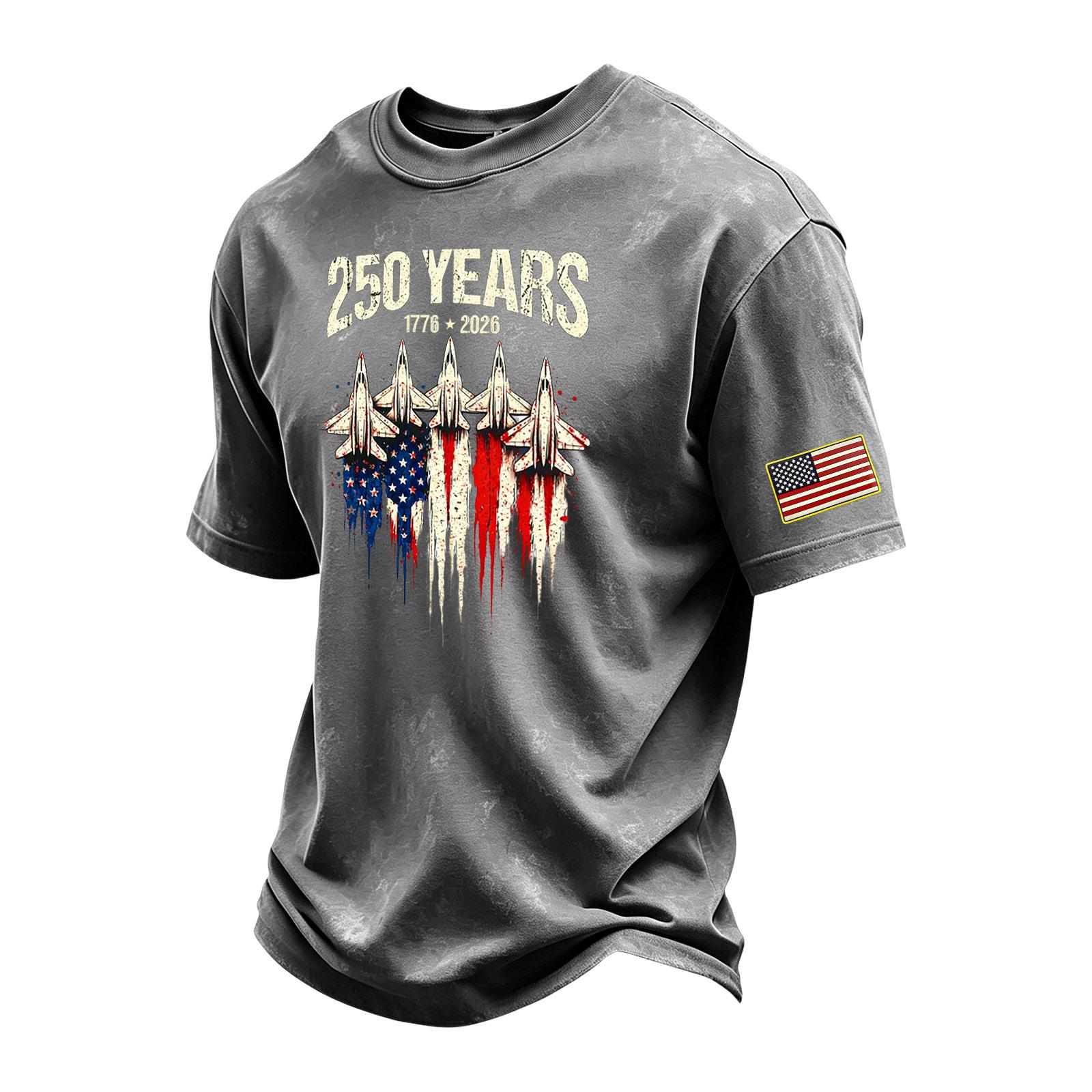 Men’s Vintage Crew Neck Short Sleeve T Shirt with 250 Years Graphic Print and Flag Patch Casual Fit Top XXXXL
Men’s Vintage Crew Neck Short Sleeve T Shirt with 250 Years Graphic Print and Flag Patch Casual Fit Top XXXXL