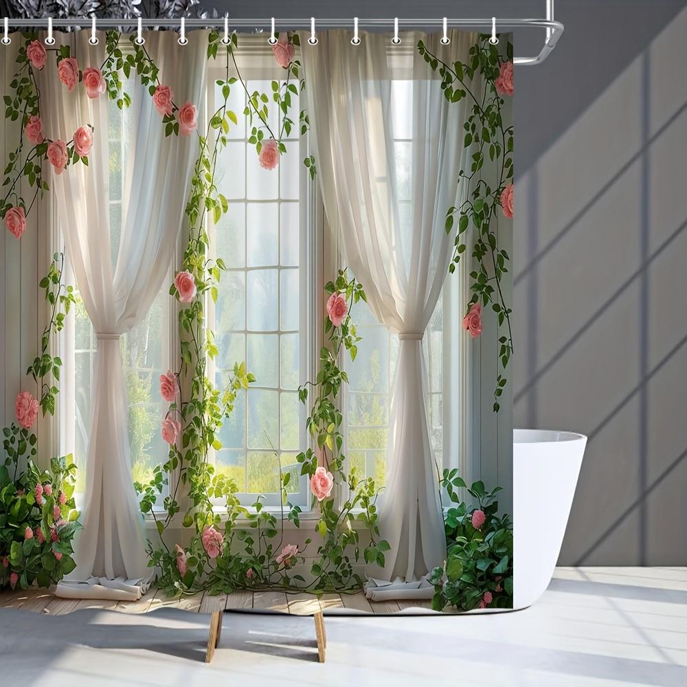 Garden View Polyester Shower Curtain-Floral And Green Plant Design Including 12 Hooks, Bathroom Decorative Shower Curtain W60H190(CM)-1 Pcs
Garden View Polyester Shower Curtain-Floral And Green Plant Design Including 12 Hooks, Bathroom Decorative Shower Curtain W60H190(CM)-1 Pcs