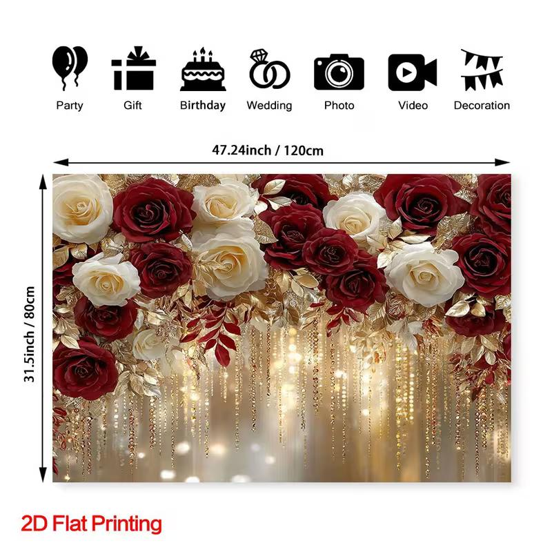 2D Burgundy & White Rose Backdrop, Gold Glitter Floral Photography Background 47.2x31.5inch/120*80cm
2D Burgundy & White Rose Backdrop, Gold Glitter Floral Photography Background 47.2x31.5inch/120*80cm