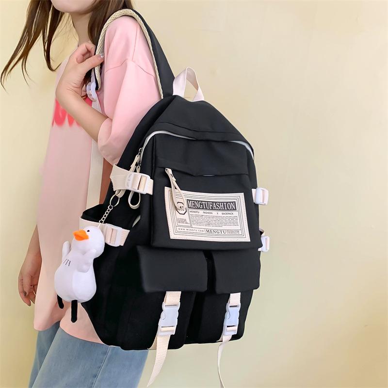 Школьный рюкзак для учениц средней школы Большой вместимости школьный рюкзак Новый для мальчиков и девочек Ученики старшей школы Рюкзак для пары чёрный