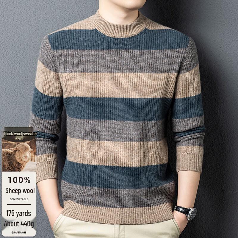 Fengxun Men s 100% Pure Wool Striped Crew Neck Sweater 3XL (190)
Fengxun Men s 100% Pure Wool Striped Crew Neck Sweater 3XL (190)
