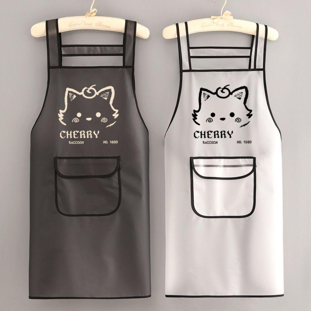 Милий Мультяшний Кіт Водонепроникний Робочий Фартух Прозорий Маслостійкий Фартух Домашнє Використання Прибирання жовтий