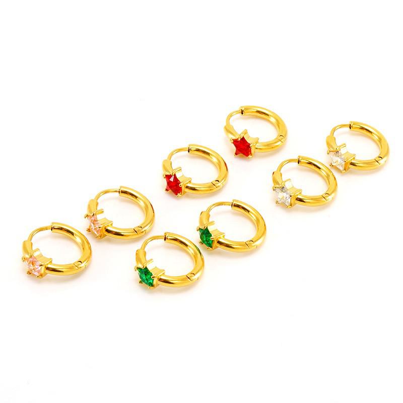 European and American Style Five-Pointed Star Zircon Stainless Steel Hoops: Elegant, Luxurious, Sweet. 18K
European and American Style Five-Pointed Star Zircon Stainless Steel Hoops: Elegant, Luxurious, Sweet. 18K