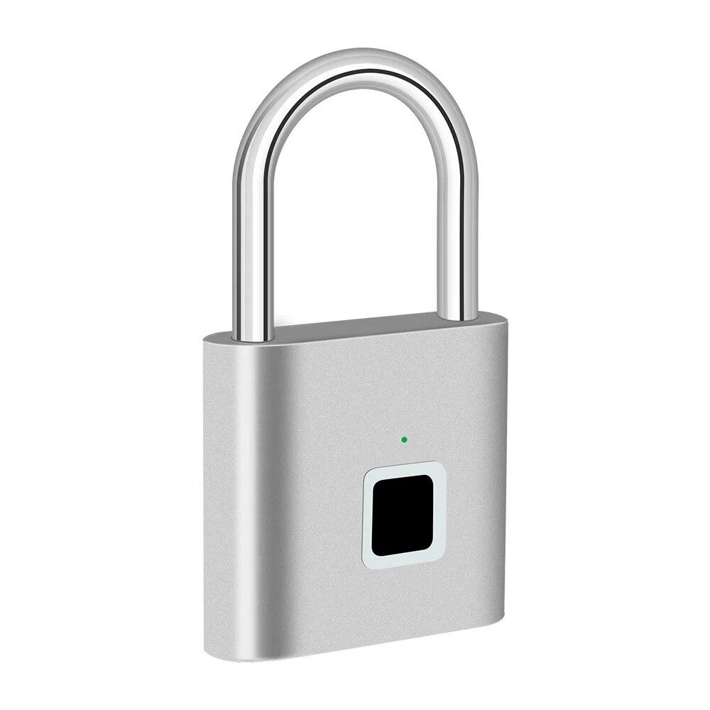 Замок із відбитком пальця без ключа, зарядка через USB Розумний навісний замок Водонепроникний дверний замок Розблокування за 0,2 секунди Портативний протиугінний навісний замок Цинк срібний
Замок із відбитком пальця без ключа, зарядка через USB Розумний навісний замок Водонепроникний дверний замок Розблокування за 0,2 секунди Портативний протиугінний навісний замок Цинк срібний