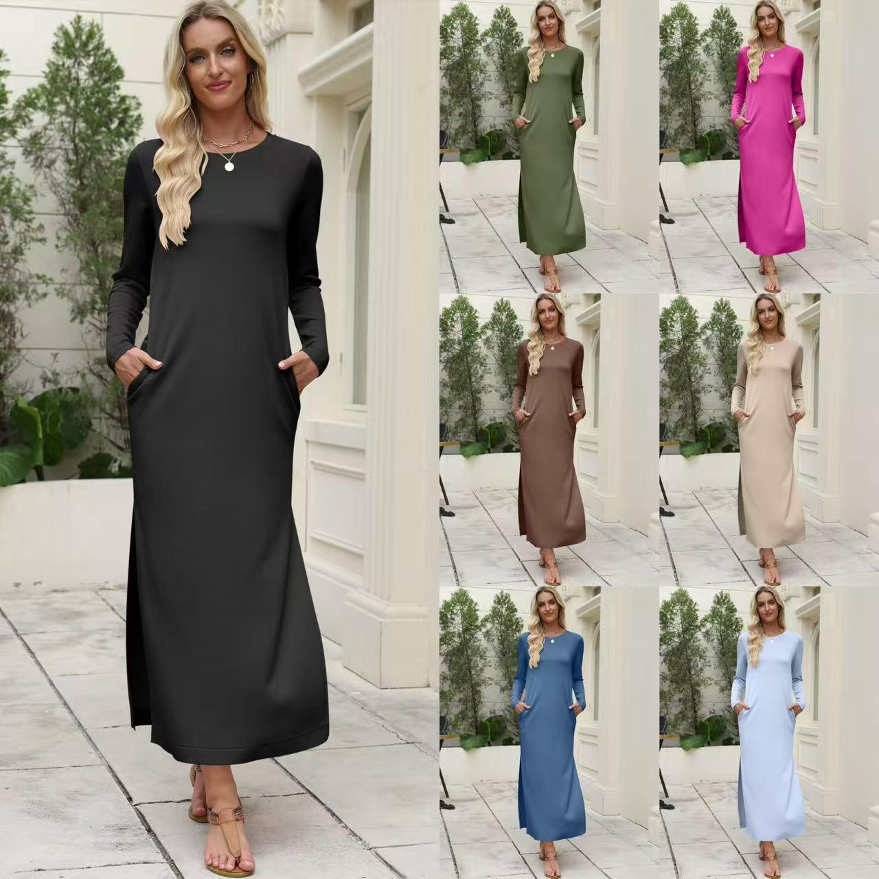 European and American Long-Sleeved Solid Maxi Dress with Double Pockets - Spring/Autumn 2026 Collection XXL
European and American Long-Sleeved Solid Maxi Dress with Double Pockets - Spring/Autumn 2026 Collection XXL