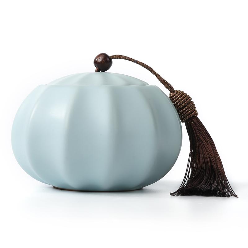 Creative Pumpkin Shape Ceramic Tea Can Light Blue Moisture-proof Sealed Jar Ornament Large Capacity Storage Container Home Decor
Creative Pumpkin Shape Ceramic Tea Can Light Blue Moisture-proof Sealed Jar Ornament Large Capacity Storage Container Home Decor