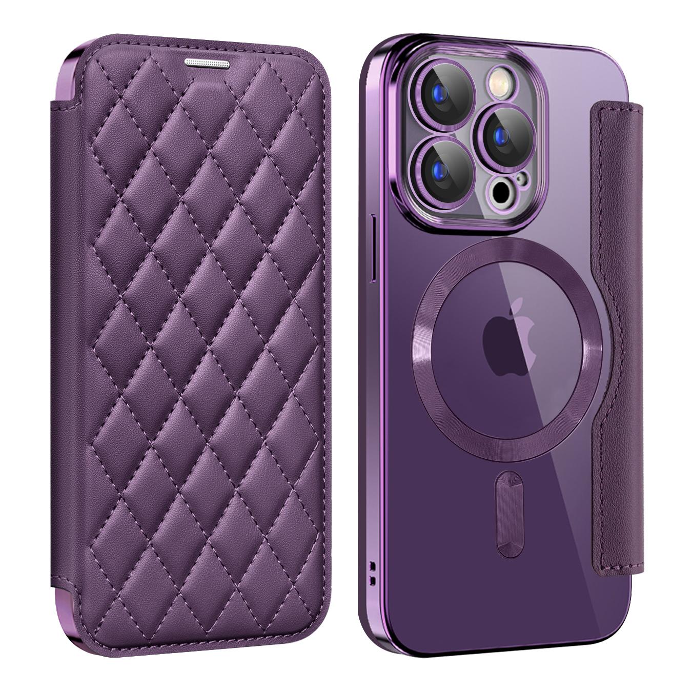 Для iPhone 15 Pro Чохол для телефону з блокуванням RFID, вбудованою плівкою для об єктива, тримачем для карток, шкіряною кришкою, сумісний з MagSafe Purple
Для iPhone 15 Pro Чохол для телефону з блокуванням RFID, вбудованою плівкою для об єктива, тримачем для карток, шкіряною кришкою, сумісний з MagSafe Purple