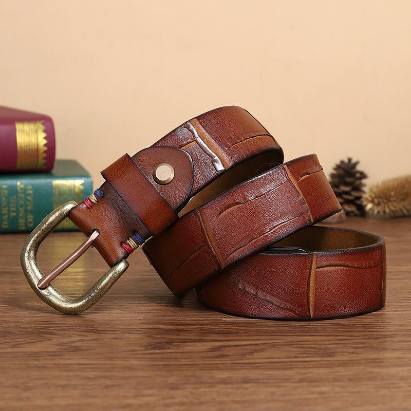 Ремень мужской ретро состаренный ручной работы с ножевыми следами кожаный пряжка модный корейский стиль первый слой коровьей кожи ремень 110cm
Ремень мужской ретро состаренный ручной работы с ножевыми следами кожаный пряжка модный корейский стиль первый слой коровьей кожи ремень 110cm