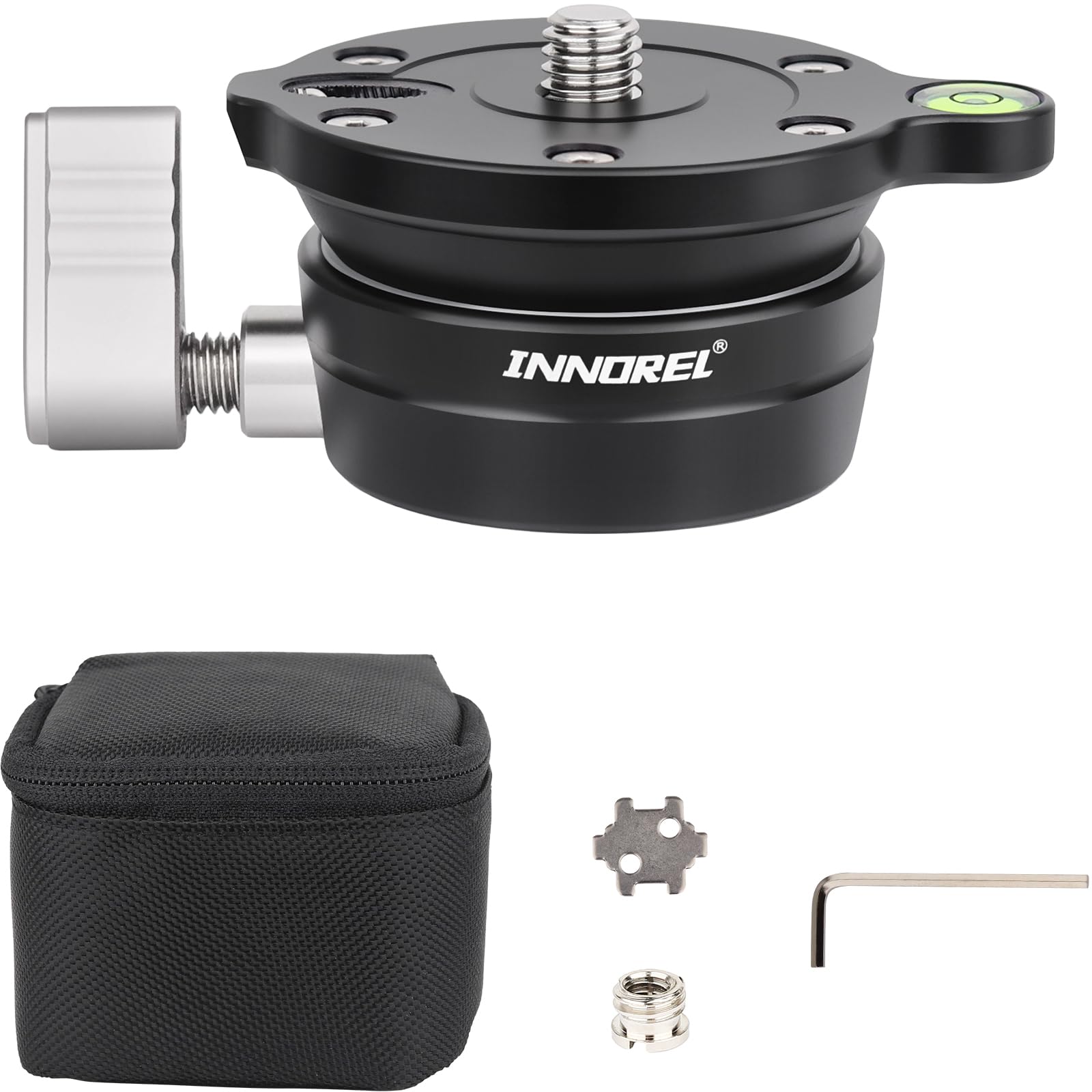 INNOREL LB50 Leveling Base for Leveler Adjust Low Center of Tripod Aluminum Male Thick Maximum Load Capacity Bubble Half Ball Bag Included Cameras, чорний 
INNOREL LB50 Leveling Base for Leveler Adjust Low Center of Tripod Aluminum Male Thick Maximum Load Capacity Bubble Half Ball Bag Included Cameras, чорний