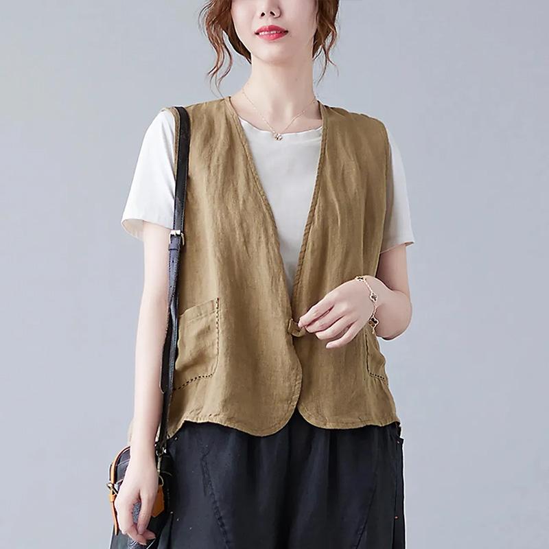Vest for Women Linen Sleeveless Vintage Solid Colour Vest Oversize Versatile Casual Buttons Cotton Vest XXL помаранчевий
Vest for Women Linen Sleeveless Vintage Solid Colour Vest Oversize Versatile Casual Buttons Cotton Vest XXL помаранчевий