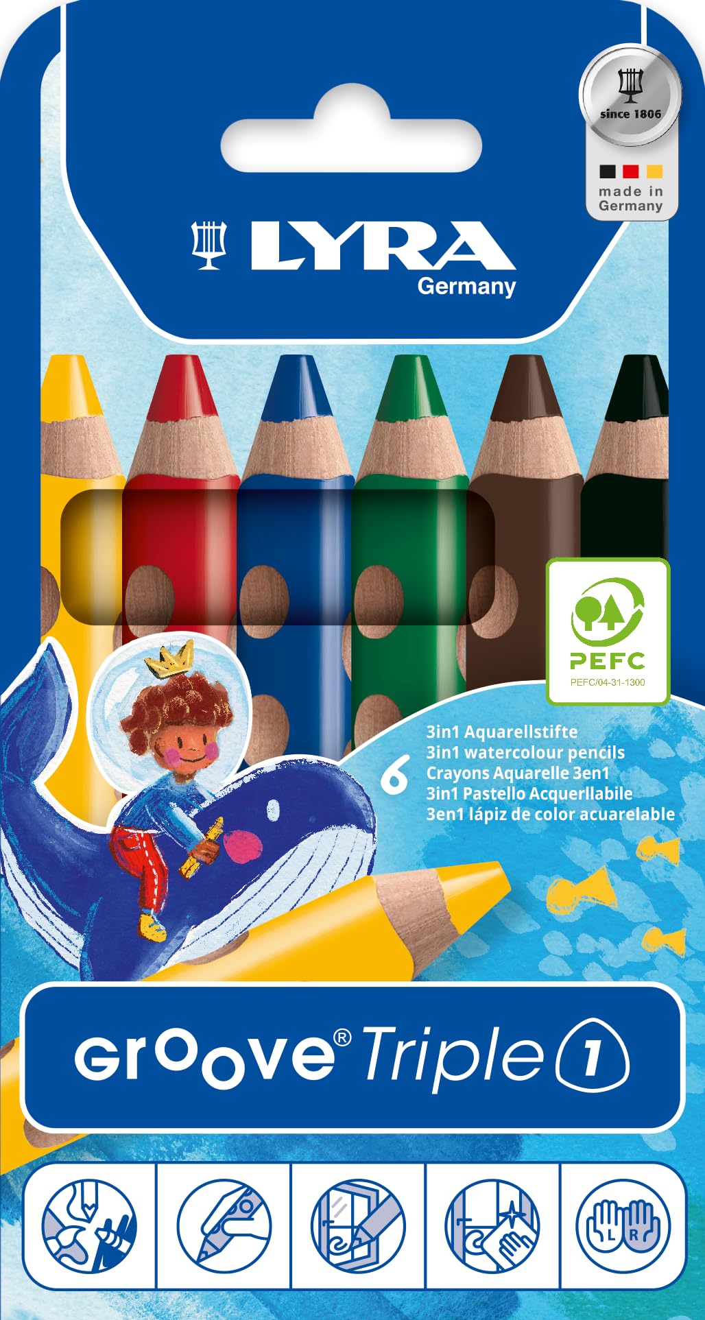 LYRA Stationery Colored Pencils Triangle Grip Crayons Watercolor Pencils Beautiful Color Groove Triple One 6 Color Set
LYRA Stationery Colored Pencils Triangle Grip Crayons Watercolor Pencils Beautiful Color Groove Triple One 6 Color Set