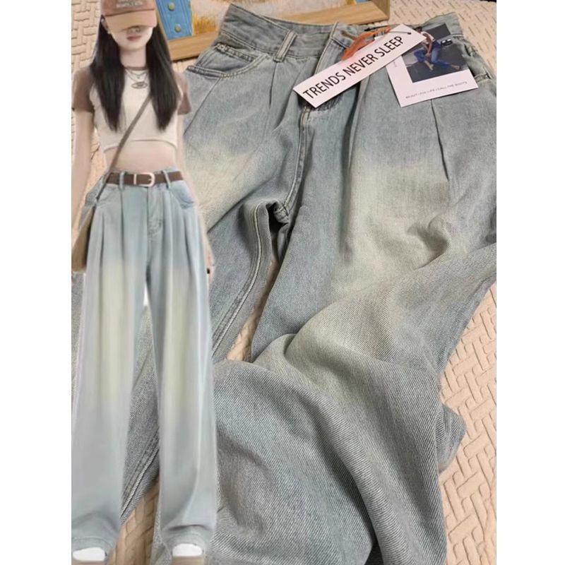 High-Waisted Loose Fit Straight-Leg Jeans for Pear-Shaped Women - Plus Size, Floor-Length, Slimming, Autumn Wear M
High-Waisted Loose Fit Straight-Leg Jeans for Pear-Shaped Women - Plus Size, Floor-Length, Slimming, Autumn Wear M