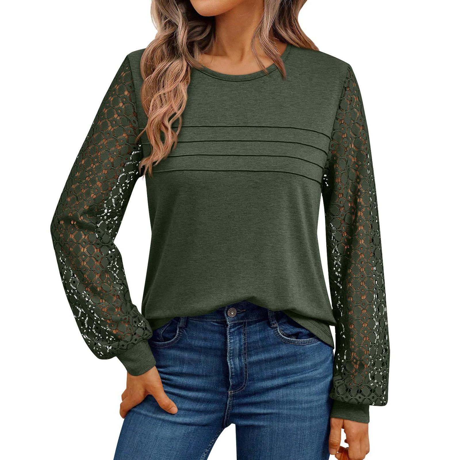 Womens Long Sleeve Work Shirts Lace Tops Fall Fashion Lightweight Sweaters Business Casual Blouses L армія зелений колір
Womens Long Sleeve Work Shirts Lace Tops Fall Fashion Lightweight Sweaters Business Casual Blouses L армія зелений колір