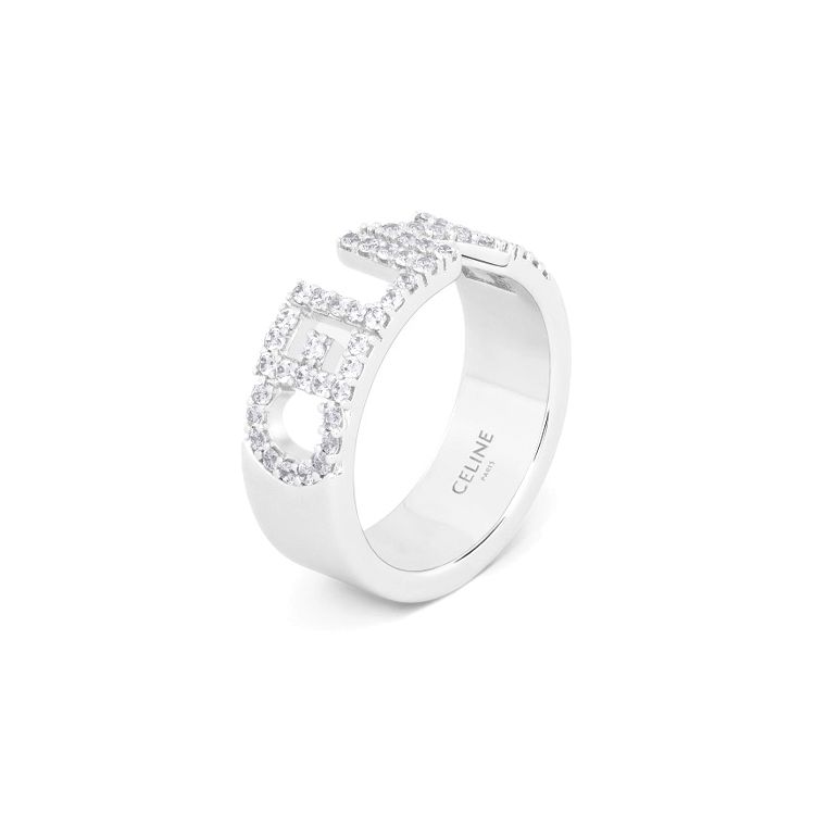 Celine Letter Inlay Hollow Brass Crystal Rhinestone Ring Women rings Silver 460YT6BCZ.36SI 56
Celine Letter Inlay Hollow Brass Crystal Rhinestone Ring Women rings Silver 460YT6BCZ.36SI 56