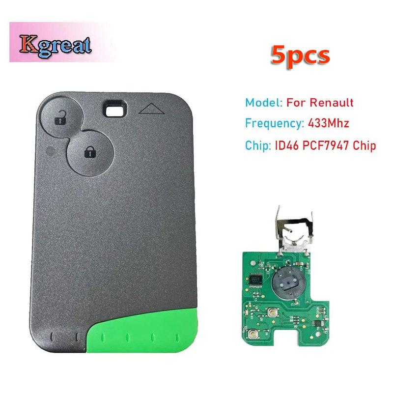 5PCS For Renault Laguna Espace 2 Buttons 433Mhz Car Smart Car Key Card PCF7947 ID46 Chip Remote Control Key Keyless Entry for Renault
5PCS For Renault Laguna Espace 2 Buttons 433Mhz Car Smart Car Key Card PCF7947 ID46 Chip Remote Control Key Keyless Entry for Renault