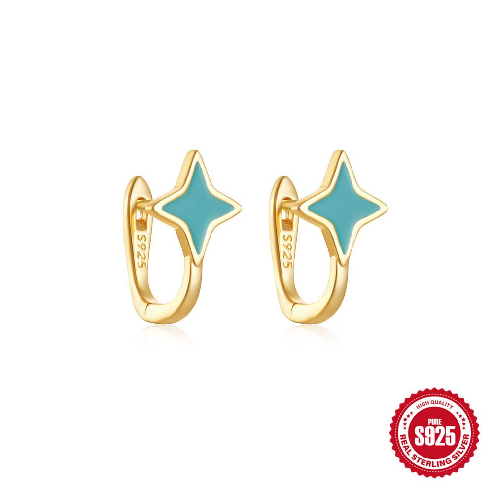 Stylish And Simple S925 Sterling Silver Four-Pointed Star Dripping Oil Imitation Enamel Basic With Earrings, Earrings 925 silver золотий
Stylish And Simple S925 Sterling Silver Four-Pointed Star Dripping Oil Imitation Enamel Basic With Earrings, Earrings 925 silver золотий
