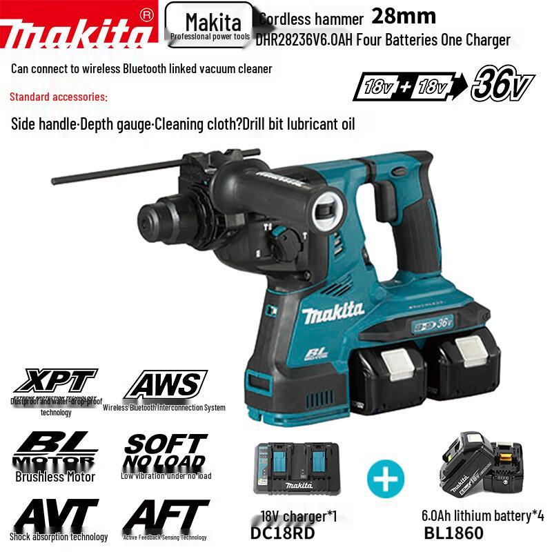 Makita DHR282 36В Бездротовий Безщітковий Перфоратор Штепсель CN (адаптер в комплекті)
Makita DHR282 36В Бездротовий Безщітковий Перфоратор Штепсель CN (адаптер в комплекті)