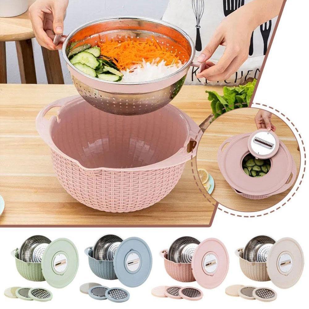 Rotatable Mixing Bowl Set 4 in 1 Salad Spinner Creative Kitchen Strainer Basket зелений
Rotatable Mixing Bowl Set 4 in 1 Salad Spinner Creative Kitchen Strainer Basket зелений