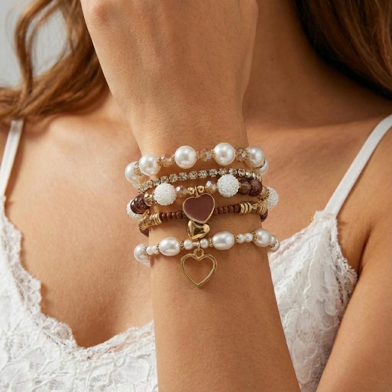 1pc Liquid Metal Geometric Bracelets Set For Women Irregular Imitation Pearls Heart Beaded Bracelets Party Jewelry Gifts
1pc Liquid Metal Geometric Bracelets Set For Women Irregular Imitation Pearls Heart Beaded Bracelets Party Jewelry Gifts
