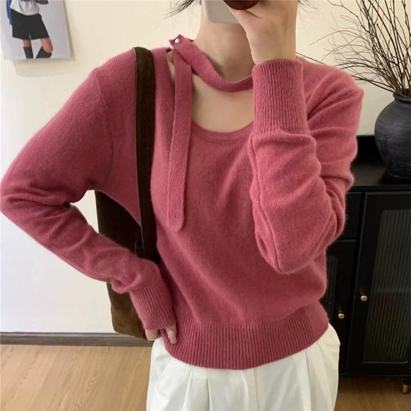 Korean Style Soft Raccoon Wool Square Neck Ribbon Pullover Sweater - Women s Autumn Gentle Fluffy Base Layer One Size
Korean Style Soft Raccoon Wool Square Neck Ribbon Pullover Sweater - Women s Autumn Gentle Fluffy Base Layer One Size