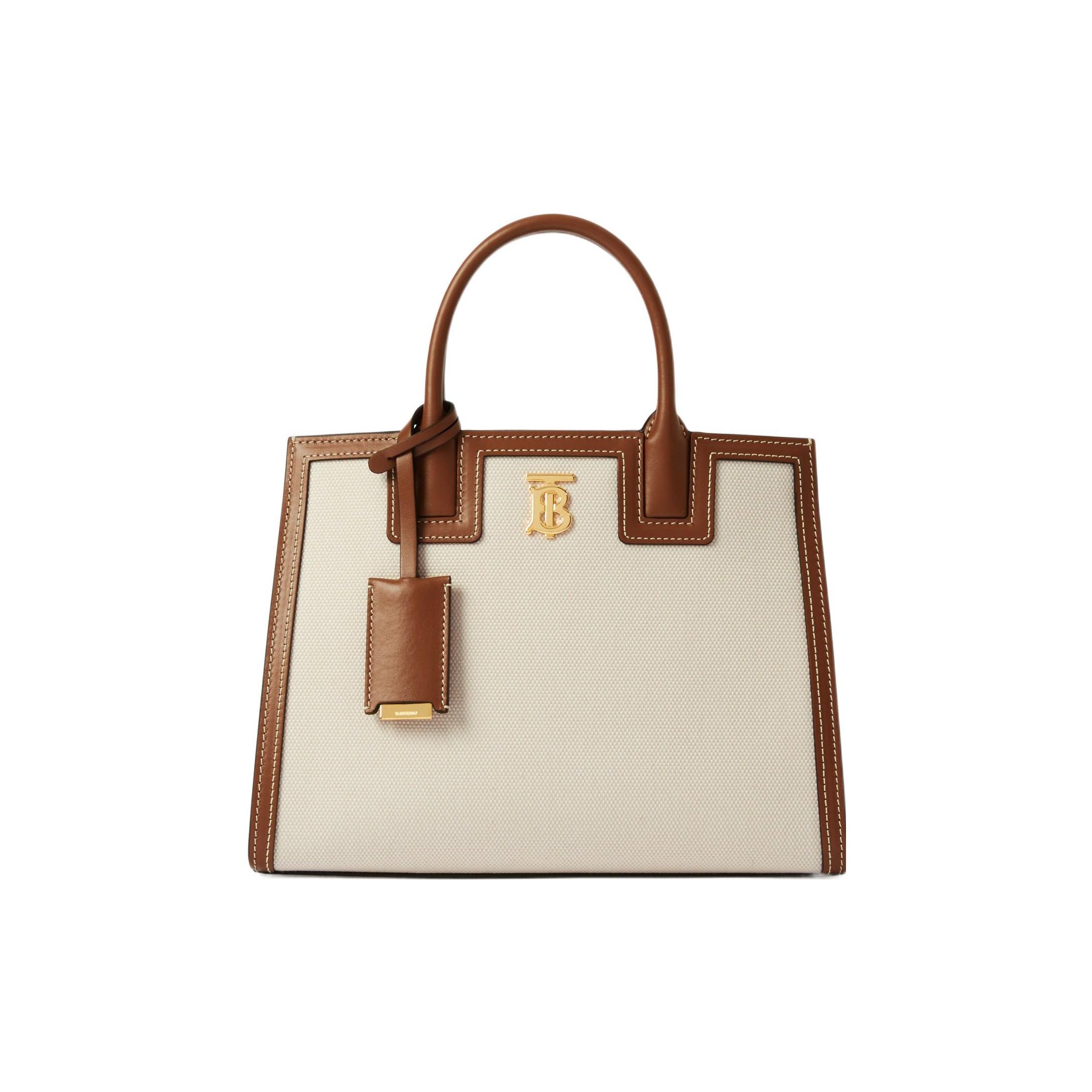 Бежева полотняна сумка-тоут Burberry з монограмою TB, оздобленням з коричневої шкіри та золотою фурнітурою для щоденного використання Basic Set (Bag+Dust Bag)
Бежева полотняна сумка-тоут Burberry з монограмою TB, оздобленням з коричневої шкіри та золотою фурнітурою для щоденного використання Basic Set (Bag+Dust Bag)