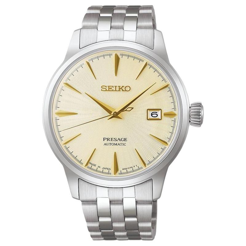 SEIKO Presage series 50 meters waterproof date display antimagnetic Automatic Steel Strap 40.5mm men s watch yellow dial SARY273
SEIKO Presage series 50 meters waterproof date display antimagnetic Automatic Steel Strap 40.5mm men s watch yellow dial SARY273