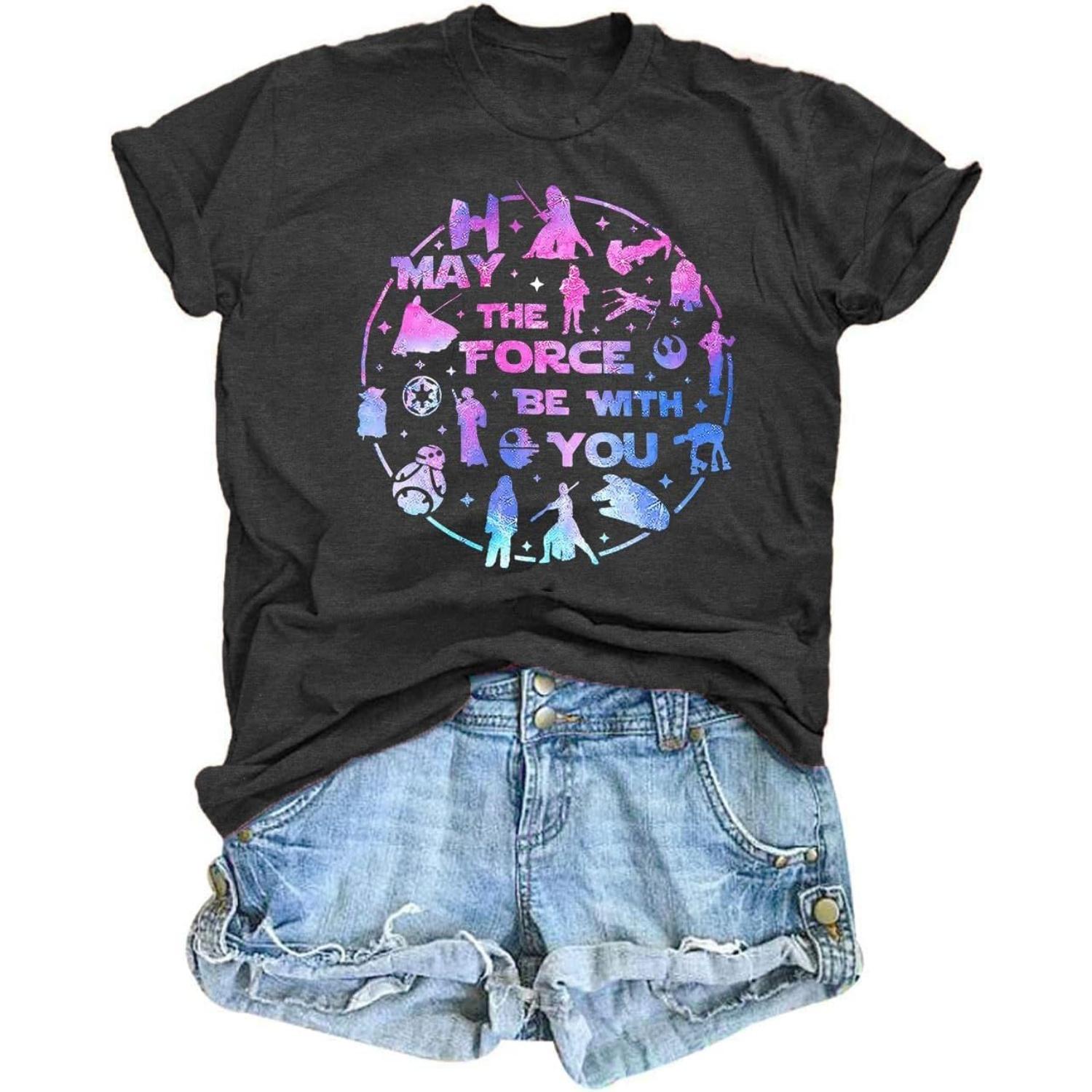 FRYAID May The Power Be with You Shirt Women Vintage Magical Tshirt Magic Graphic Tee Family Vacation Casual Short Sleeve Top S чёрный
FRYAID May The Power Be with You Shirt Women Vintage Magical Tshirt Magic Graphic Tee Family Vacation Casual Short Sleeve Top S чёрный