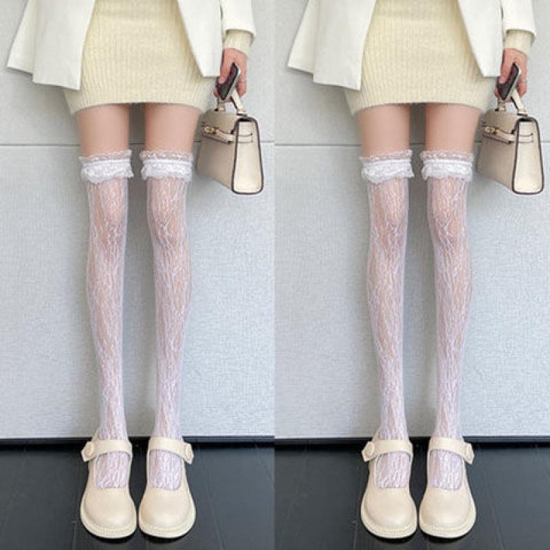Mu Ruan women s mid-calf socks, lace-trimmed white over-the-knee thin high-tube socks for summer jk Black White
Mu Ruan women s mid-calf socks, lace-trimmed white over-the-knee thin high-tube socks for summer jk Black White