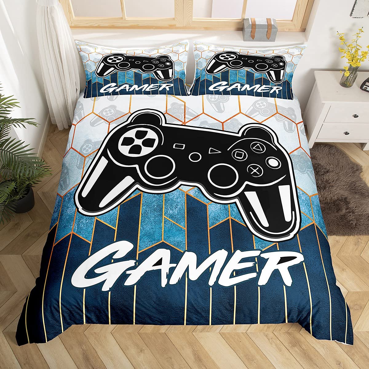 Vibrant Warm Queen Twin Gamepad Polyester Gamer Player Gaming Joystick Size Kids Boys Video Game Comforter Comforter (quilt)-EU Single(135*200cm)3pcs
Vibrant Warm Queen Twin Gamepad Polyester Gamer Player Gaming Joystick Size Kids Boys Video Game Comforter Comforter (quilt)-EU Single(135*200cm)3pcs