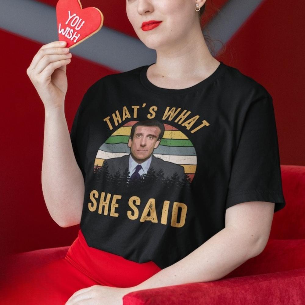 The Office Movies Thats What She Said Vintage Graphic T Shirts Woman Man High Quality Cotton Tshirt Breathable Shortsleev 4XL
The Office Movies Thats What She Said Vintage Graphic T Shirts Woman Man High Quality Cotton Tshirt Breathable Shortsleev 4XL