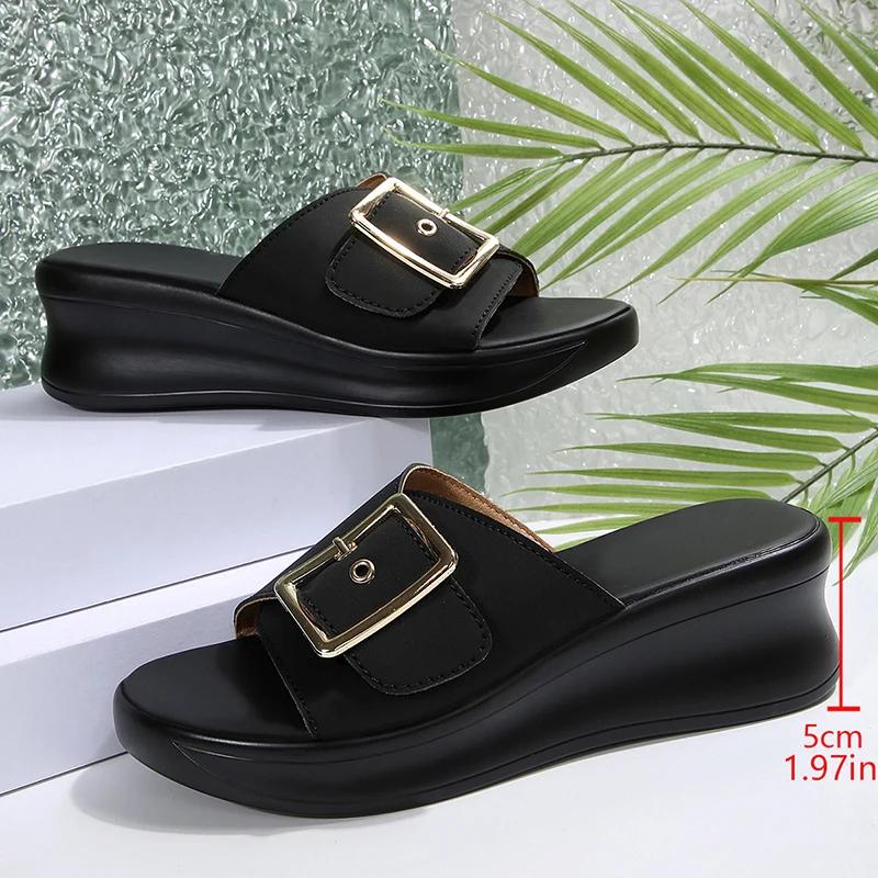 Fashion Women Shoes Metal Buckle Wedge Heel Sandals Women Summer 2025 Leather Thick Bottom Slides Woman Light High Heeled Beach Sandals 41 чёрный
Fashion Women Shoes Metal Buckle Wedge Heel Sandals Women Summer 2025 Leather Thick Bottom Slides Woman Light High Heeled Beach Sandals 41 чёрный