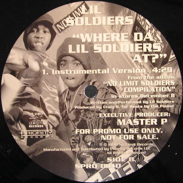 12-дюймовая пластинка LIL SOLDIERS - Где маленькие солдаты SPRO81140PROMO No Limit Record 1998 США Рэп и Хип-хоп/R&B Б/у
12-дюймовая пластинка LIL SOLDIERS - Где маленькие солдаты SPRO81140PROMO No Limit Record 1998 США Рэп и Хип-хоп/R&B Б/у