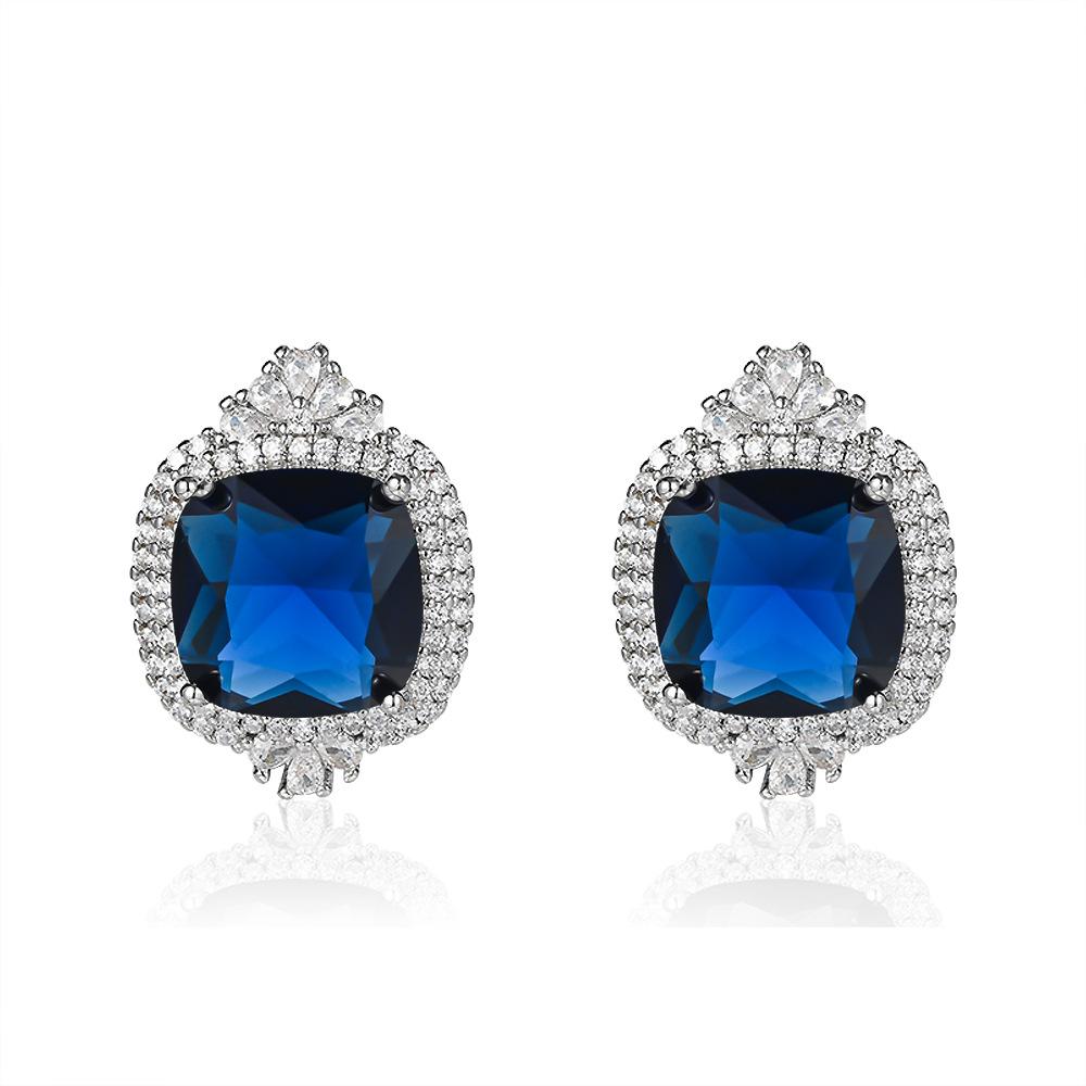 High-end simulation dark blue colored gemstone lavender purple stud earrings with zircon ear jewelry
High-end simulation dark blue colored gemstone lavender purple stud earrings with zircon ear jewelry