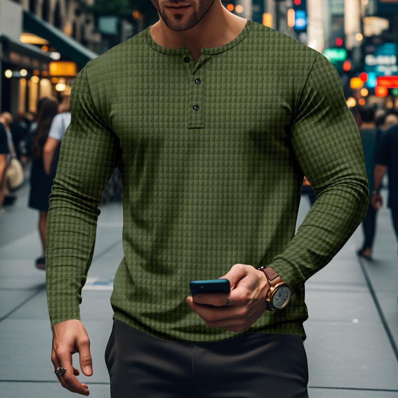 Autumn and Winter Men s T-shirt New Jacquard Small Square Leisure Sports Men s Casual Long-sleeved Henley Shirt XXXL
Autumn and Winter Men s T-shirt New Jacquard Small Square Leisure Sports Men s Casual Long-sleeved Henley Shirt XXXL