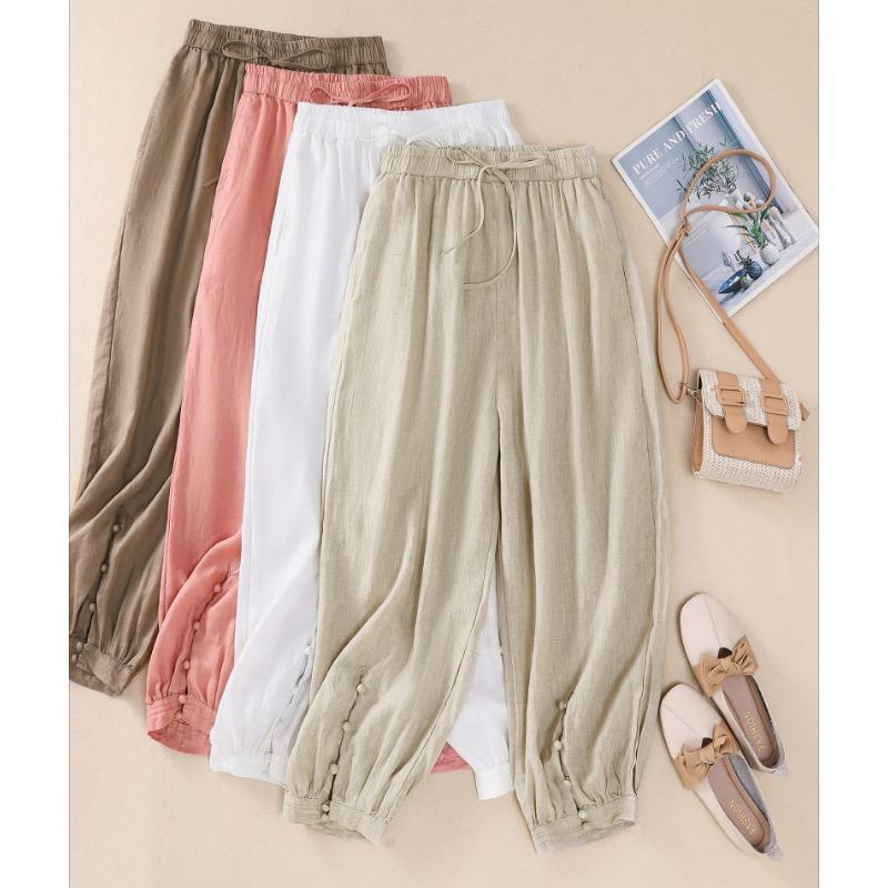 Summer new literary loose solid color cotton and linen elastic waist Harlan pants nine-point pants women s casual pants 2XL Лляний
Summer new literary loose solid color cotton and linen elastic waist Harlan pants nine-point pants women s casual pants 2XL Лляний