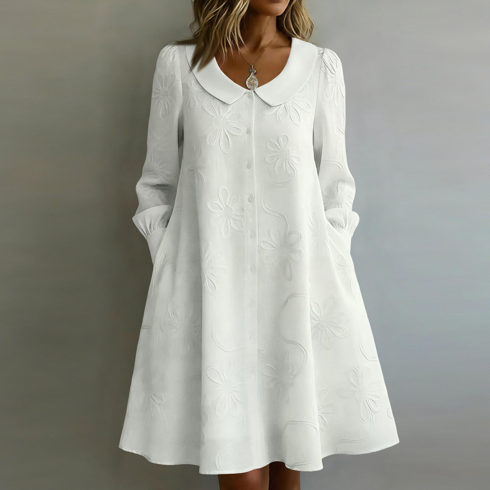 Ladies Casual Color Shirt Collar Long Sleeved Button Up Dress XL білий
Ladies Casual Color Shirt Collar Long Sleeved Button Up Dress XL білий