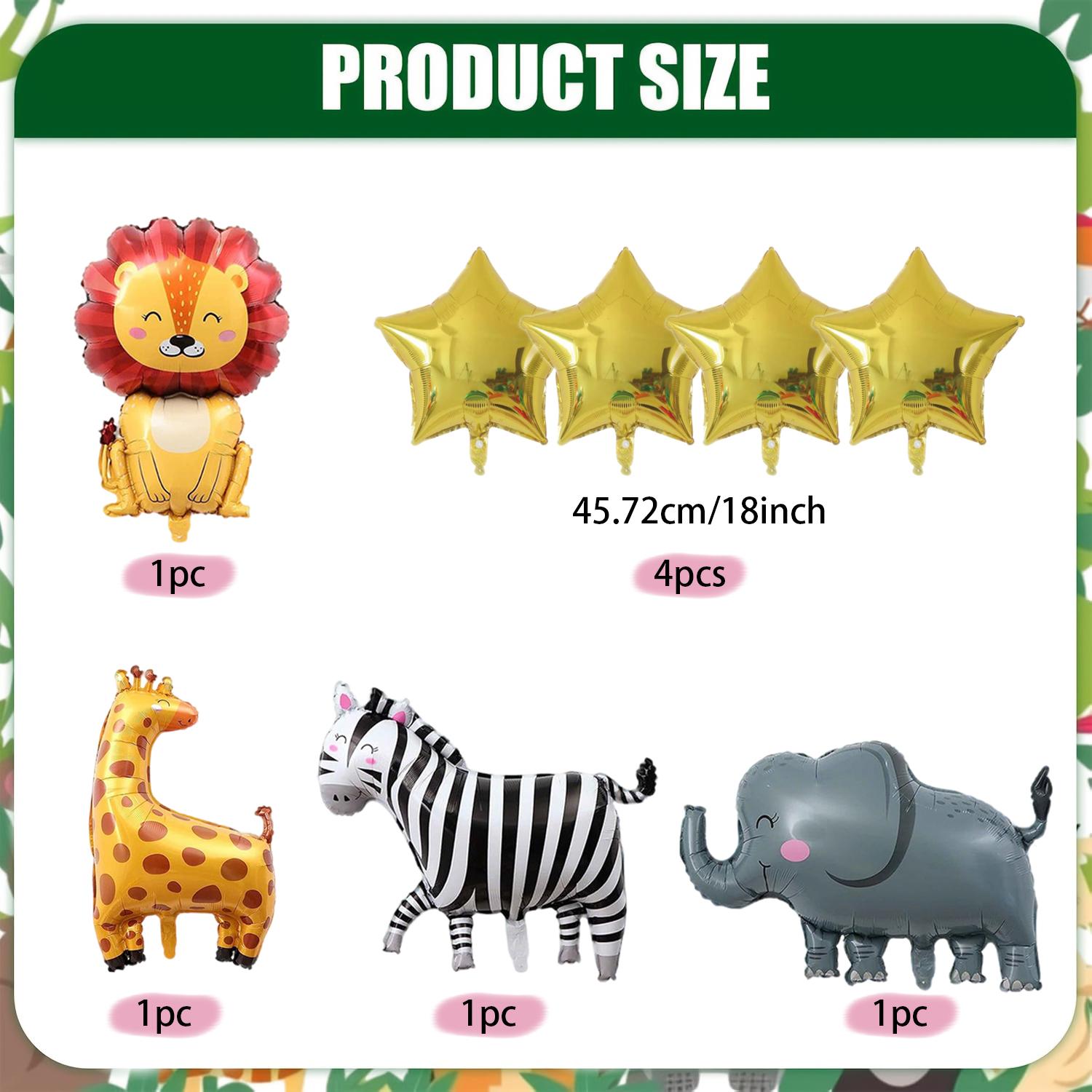 8pcs Jungle Wildlife Balloon Set 4pcs Animal Balloon (Zebra, Elephant, Giraffe, Lion) Jungle Theme Birthday Shower Decoration Other
8pcs Jungle Wildlife Balloon Set 4pcs Animal Balloon (Zebra, Elephant, Giraffe, Lion) Jungle Theme Birthday Shower Decoration Other