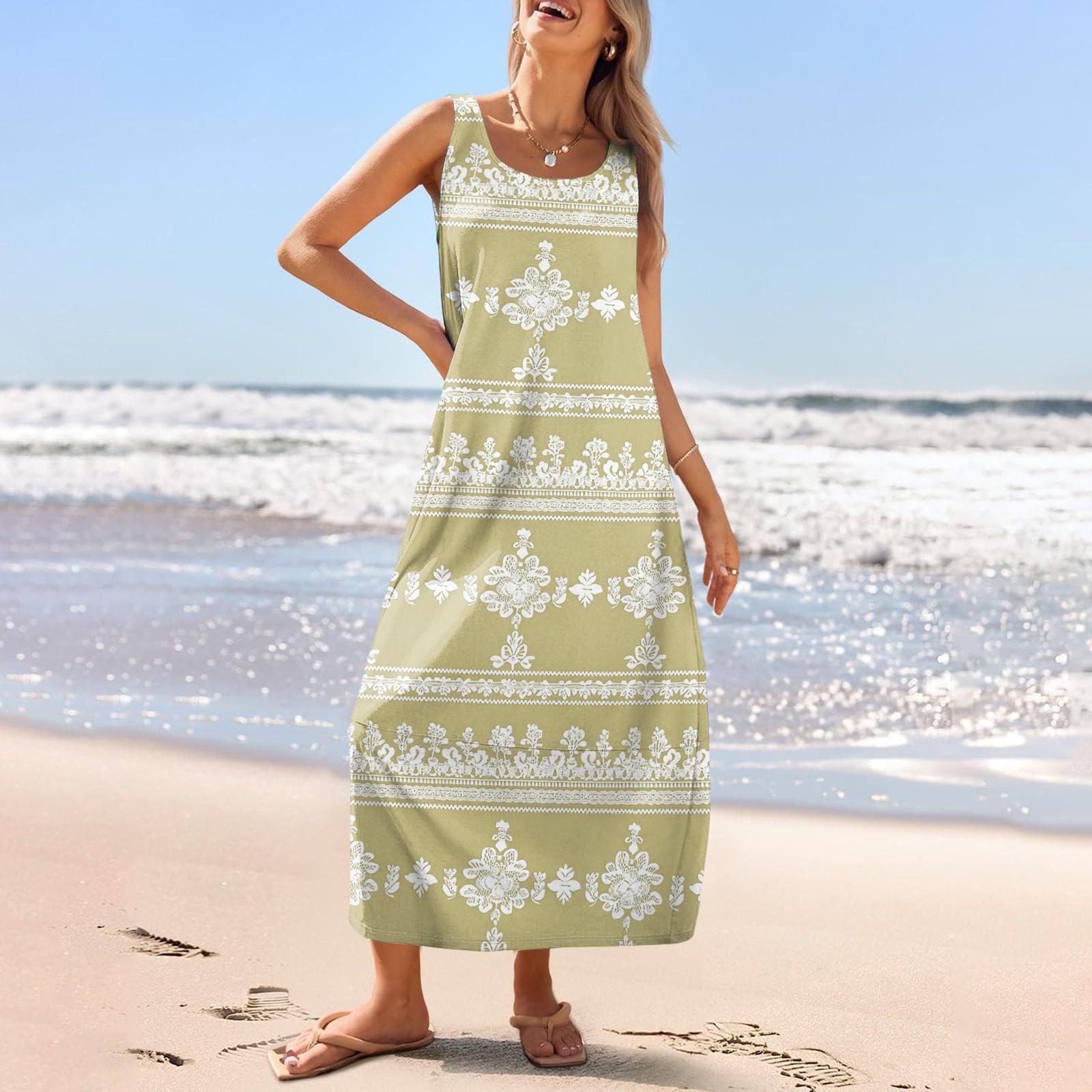 Women s Casual Long-length Sundress Summer Beach Printing Dress Round Neck Sleeveless Loose Sundress L бежевий
Women s Casual Long-length Sundress Summer Beach Printing Dress Round Neck Sleeveless Loose Sundress L бежевий