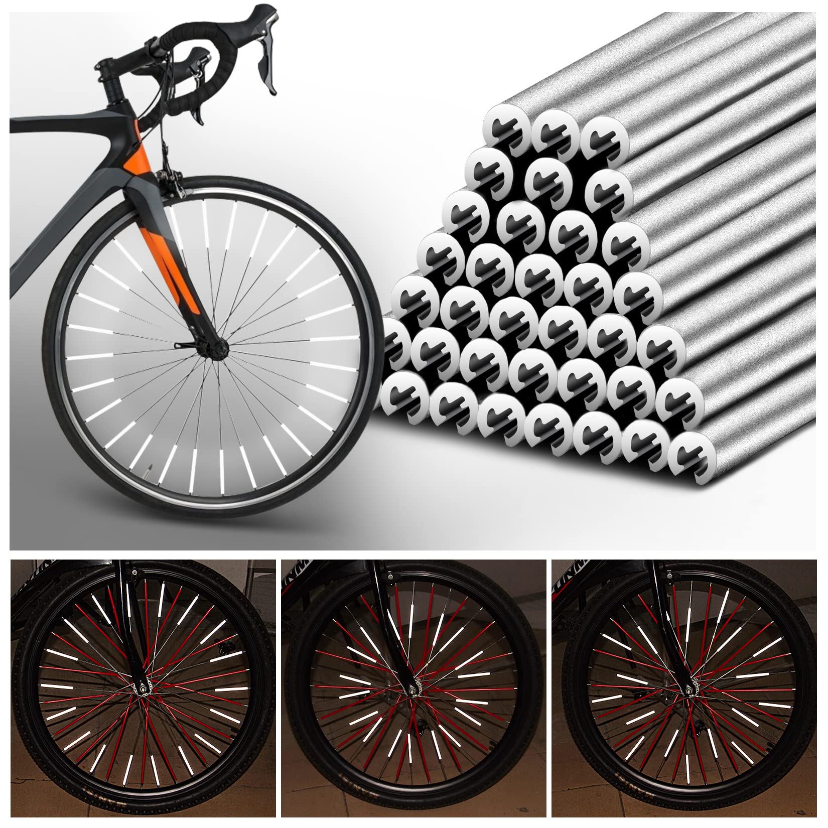 Spoke Cover for Bike Bicycle Spokeskin Spoke Wrap for Safety & Protection & Decoration 72 Pieces (Reflective)
Spoke Cover for Bike Bicycle Spokeskin Spoke Wrap for Safety & Protection & Decoration 72 Pieces (Reflective)