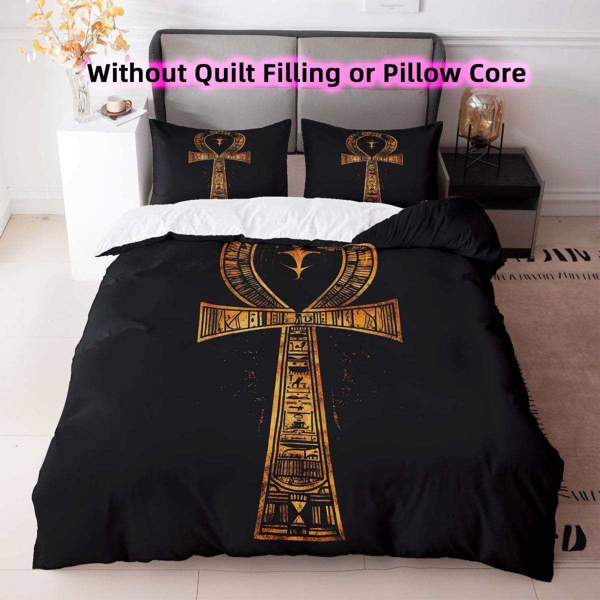 3Pcs Egyptian Ankh Cross Duvet Cover Set, Black Golden Digital Print Polyester Bedding With Pillowcases, Zipper Closure EU Twin(135x200cm)
3Pcs Egyptian Ankh Cross Duvet Cover Set, Black Golden Digital Print Polyester Bedding With Pillowcases, Zipper Closure EU Twin(135x200cm)