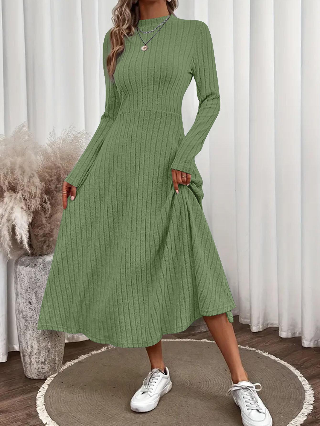 Autumn-Winter Brushed Ribbed Knit Maxi Dress - Elegant Solid Color with Round Neck Large армія зелений колір
Autumn-Winter Brushed Ribbed Knit Maxi Dress - Elegant Solid Color with Round Neck Large армія зелений колір