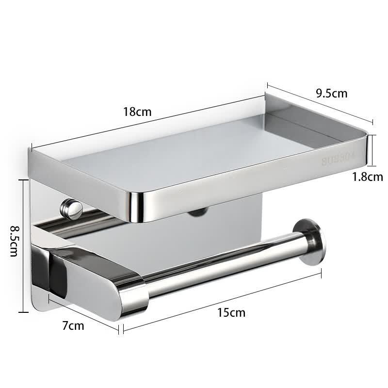 304 Stainless Steel Toilet Paper Holder with Phone Storage Shelf
304 Stainless Steel Toilet Paper Holder with Phone Storage Shelf