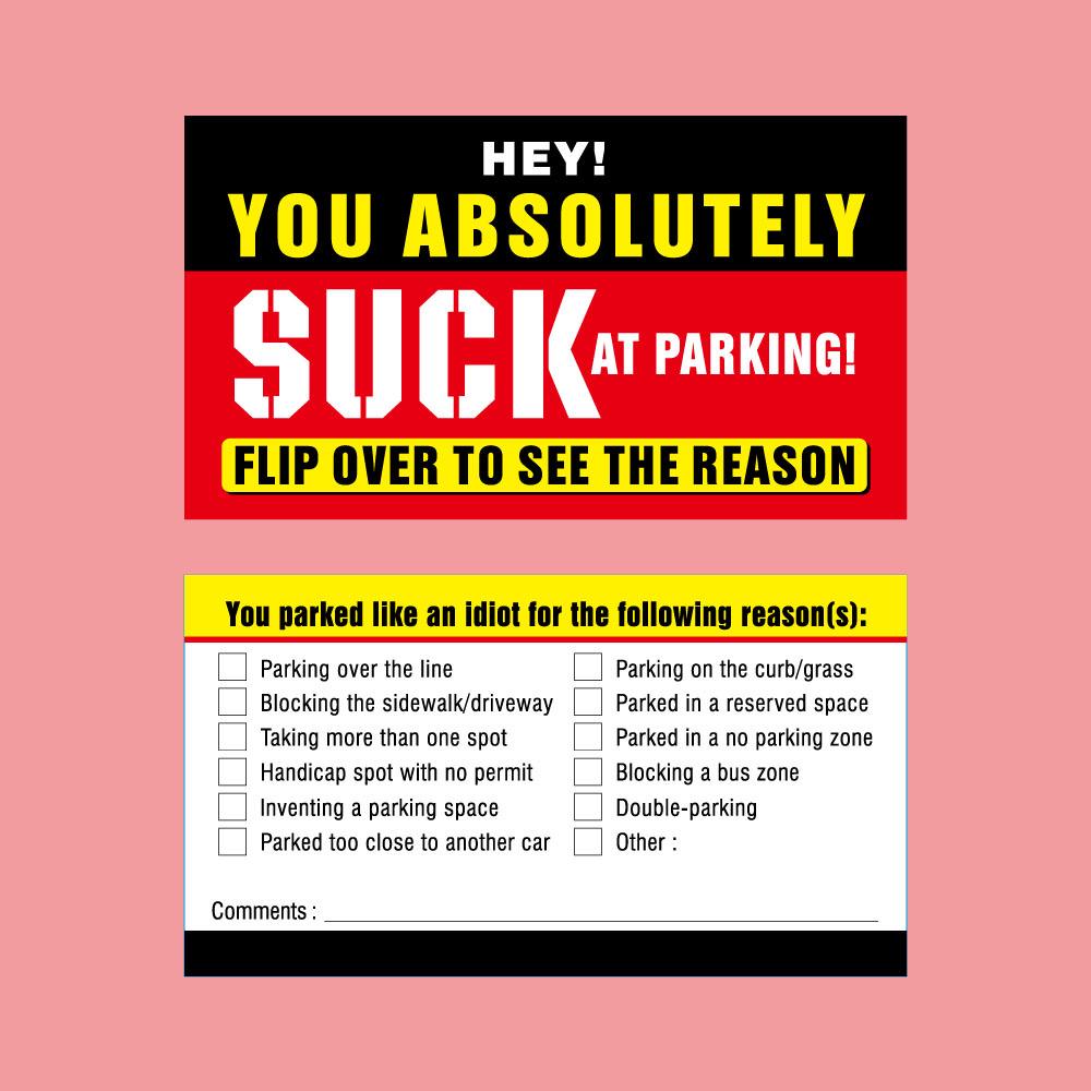 Humorous You Park Like an Idiot Cards - 50 Pack (3.5 x2 )
Humorous You Park Like an Idiot Cards - 50 Pack (3.5 x2 )